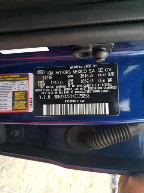 Photo 9 VIN: 3KPA24AB1KE179858 - KIA RIO S 