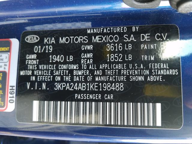 Photo 9 VIN: 3KPA24AB1KE198488 - KIA RIO S 