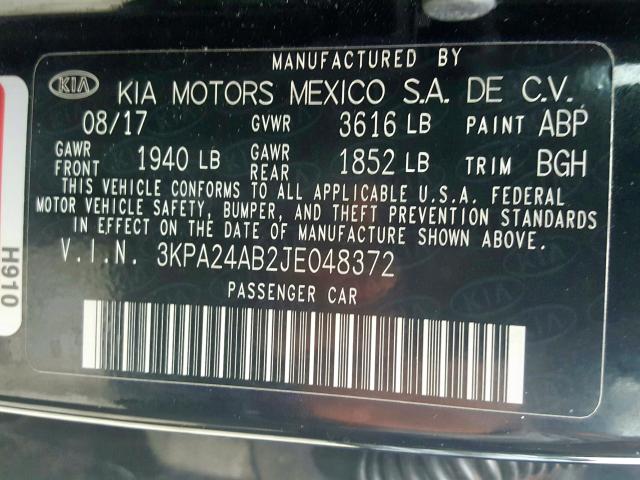 Photo 9 VIN: 3KPA24AB2JE048372 - KIA RIO 