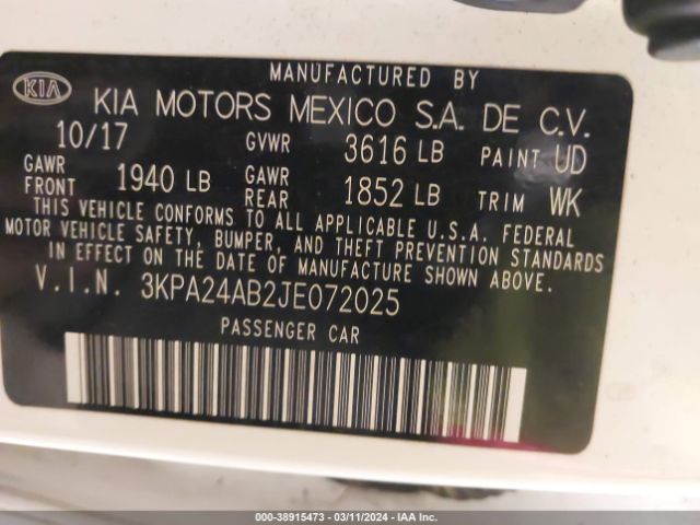 Photo 8 VIN: 3KPA24AB2JE072025 - KIA RIO 