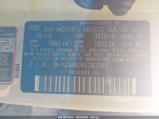 Photo 8 VIN: 3KPA24AB2KE243292 - KIA RIO 