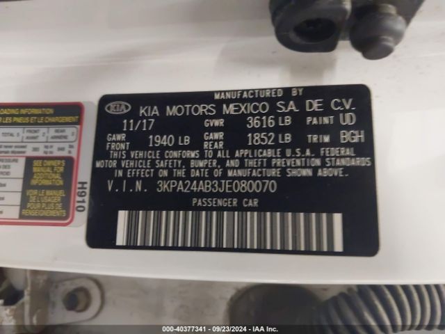 Photo 8 VIN: 3KPA24AB3JE080070 - KIA RIO 