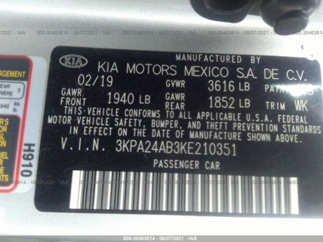 Photo 8 VIN: 3KPA24AB3KE210351 - KIA RIO 