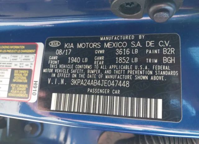 Photo 8 VIN: 3KPA24AB4JE047448 - KIA RIO 