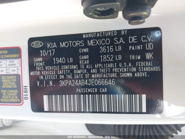 Photo 8 VIN: 3KPA24AB4JE066646 - KIA RIO 