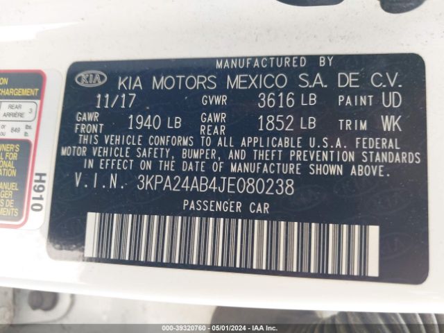 Photo 8 VIN: 3KPA24AB4JE080238 - KIA RIO 