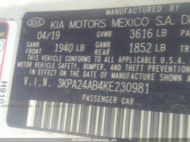 Photo 8 VIN: 3KPA24AB4KE230981 - KIA RIO 