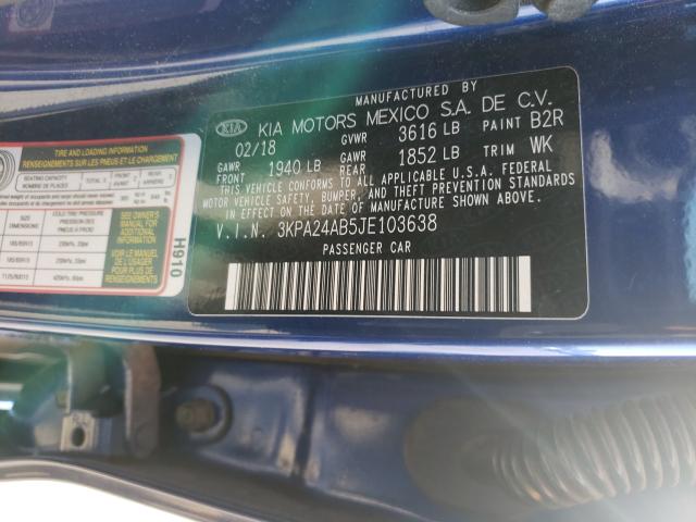 Photo 9 VIN: 3KPA24AB5JE103638 - KIA RIO LX 