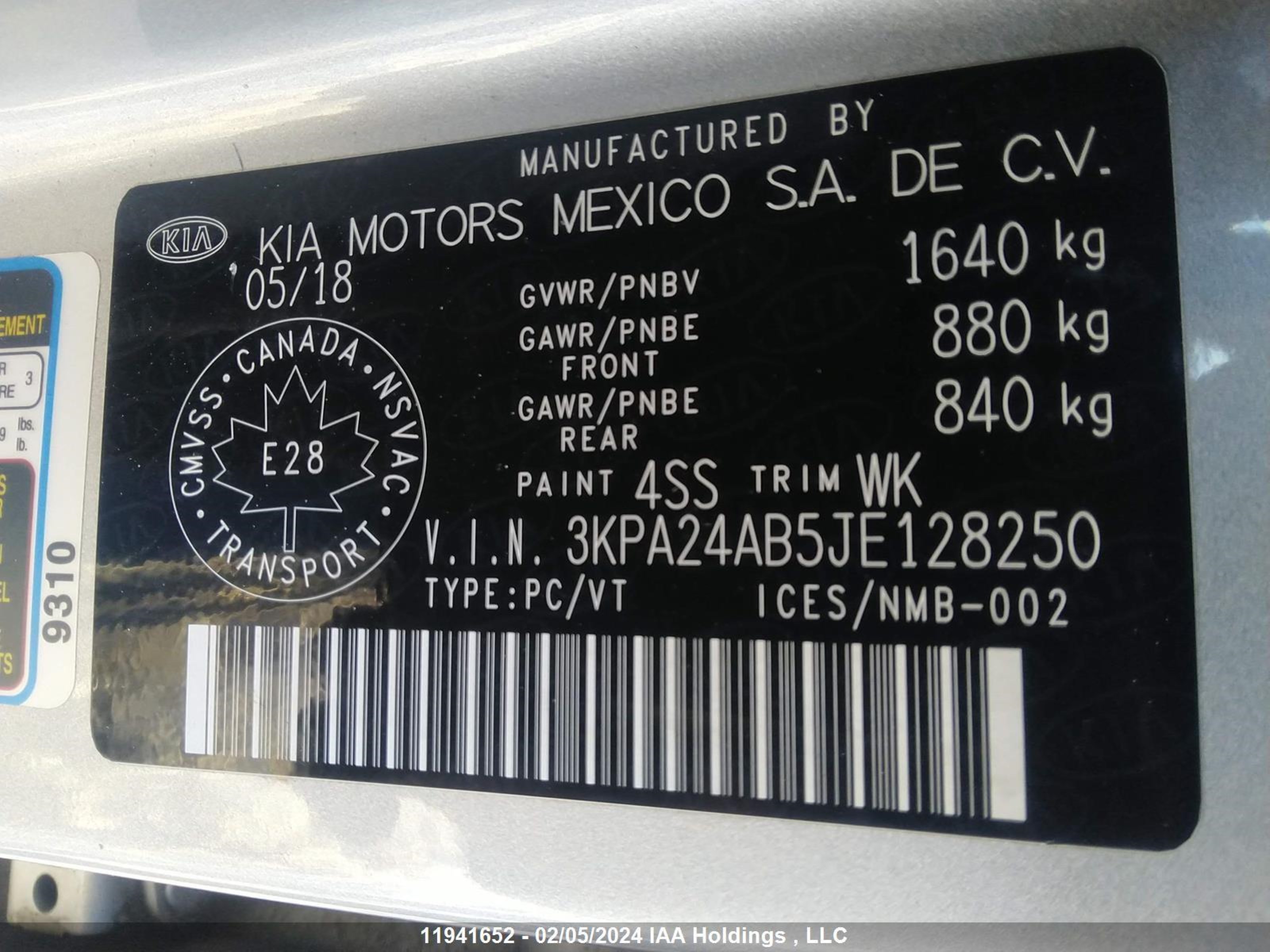 Photo 8 VIN: 3KPA24AB5JE128250 - KIA RIO 