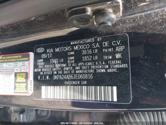 Photo 8 VIN: 3KPA24AB6JE060816 - KIA RIO 