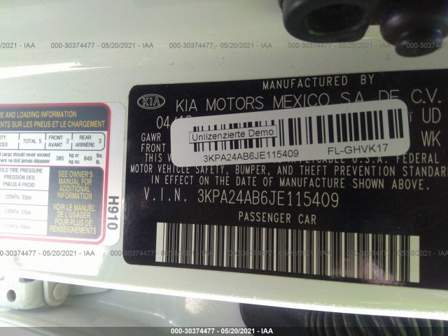 Photo 8 VIN: 3KPA24AB6JE115409 - KIA RIO 