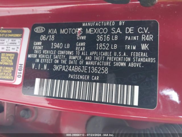 Photo 8 VIN: 3KPA24AB6JE136258 - KIA RIO 