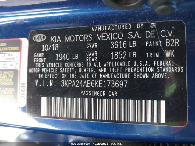 Photo 8 VIN: 3KPA24AB6KE173697 - KIA RIO 