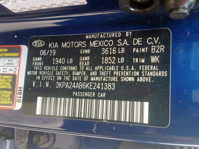 Photo 9 VIN: 3KPA24AB6KE241383 - KIA RIO S 