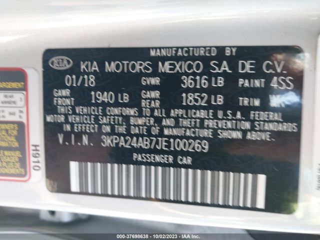 Photo 8 VIN: 3KPA24AB7JE100269 - KIA RIO 