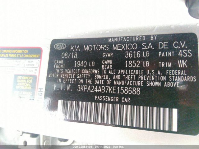 Photo 8 VIN: 3KPA24AB7KE158688 - KIA RIO 