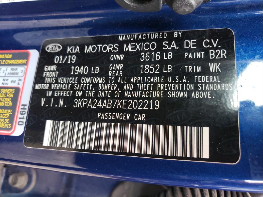 Photo 9 VIN: 3KPA24AB7KE202219 - KIA RIO S 