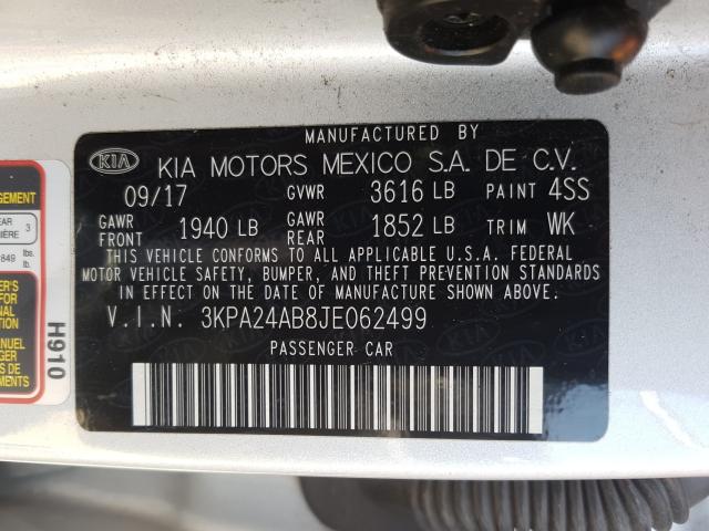 Photo 9 VIN: 3KPA24AB8JE062499 - KIA RIO LX 