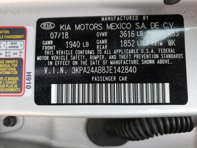 Photo 9 VIN: 3KPA24AB8JE142840 - KIA RIO LX 