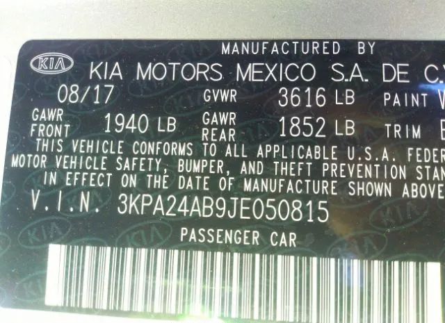 Photo 8 VIN: 3KPA24AB9JE050815 - KIA RIO 