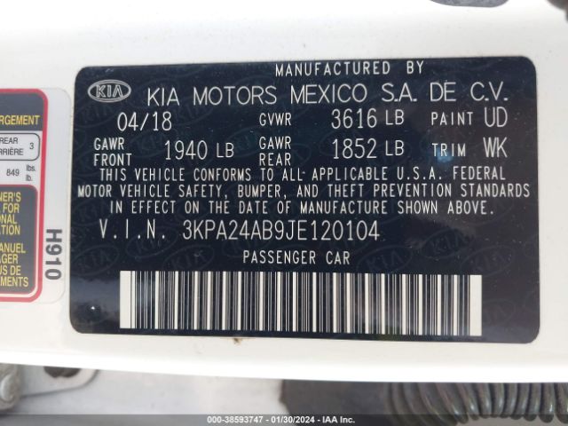 Photo 8 VIN: 3KPA24AB9JE120104 - KIA RIO 