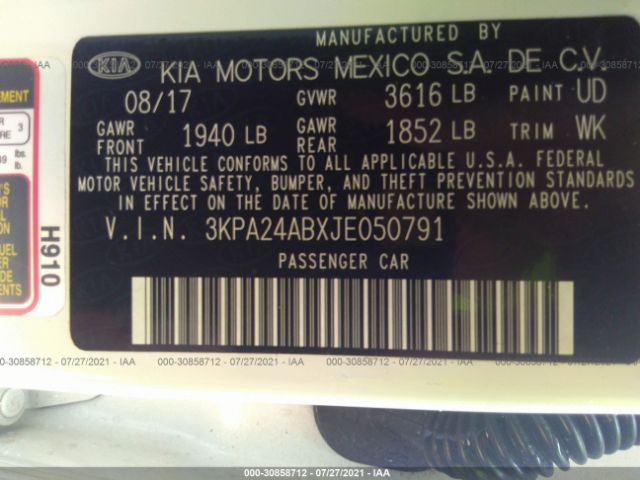 Photo 8 VIN: 3KPA24ABXJE050791 - KIA RIO 