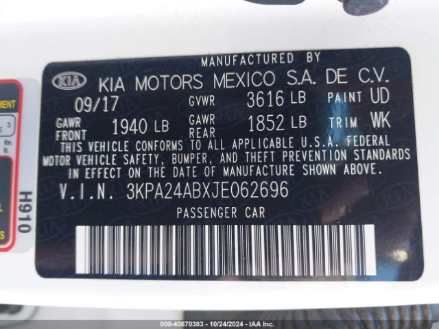 Photo 8 VIN: 3KPA24ABXJE062696 - KIA RIO 