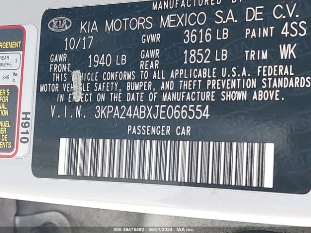 Photo 8 VIN: 3KPA24ABXJE066554 - KIA RIO 