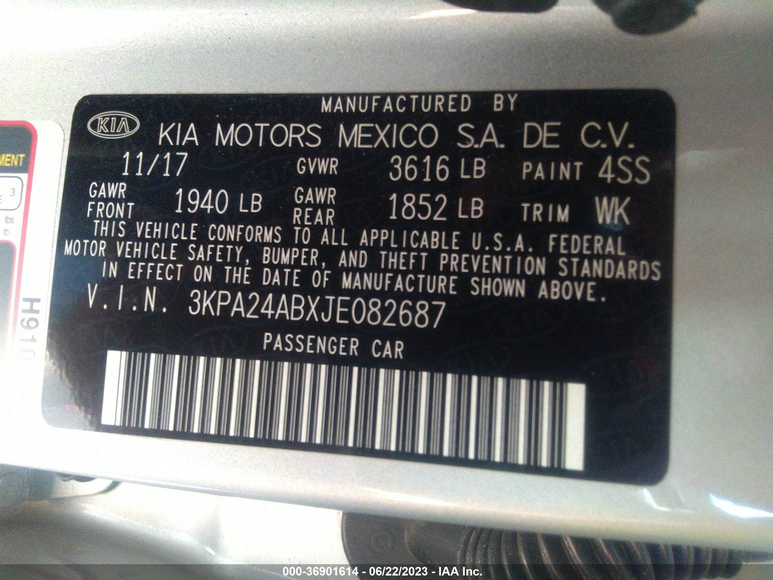 Photo 8 VIN: 3KPA24ABXJE082687 - KIA RIO 