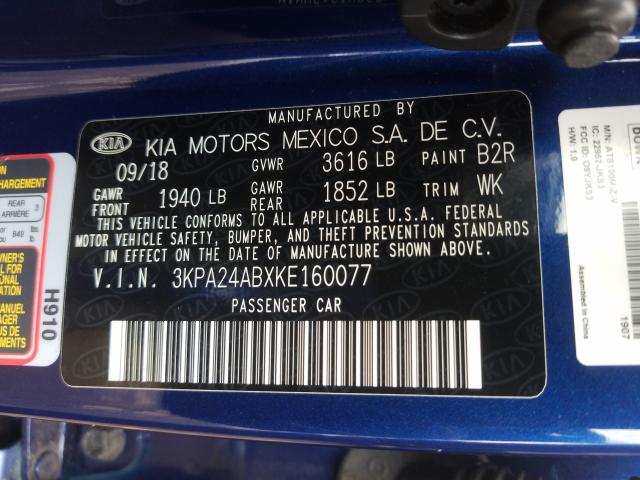 Photo 9 VIN: 3KPA24ABXKE160077 - KIA RIO S 