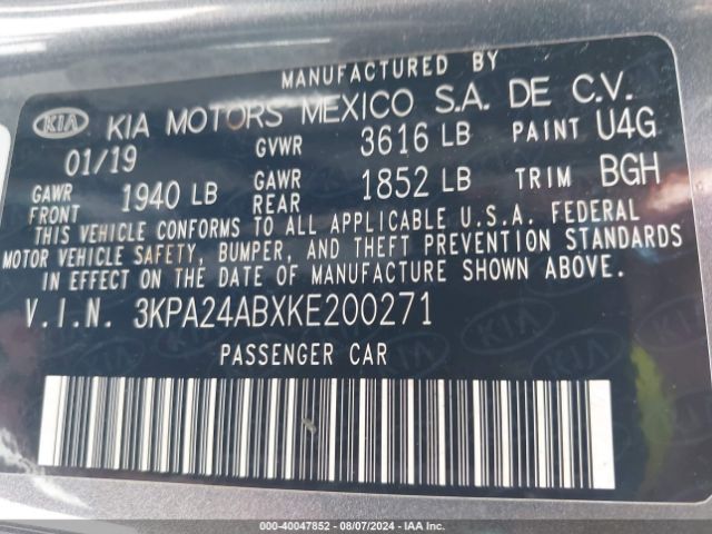 Photo 8 VIN: 3KPA24ABXKE200271 - KIA RIO 