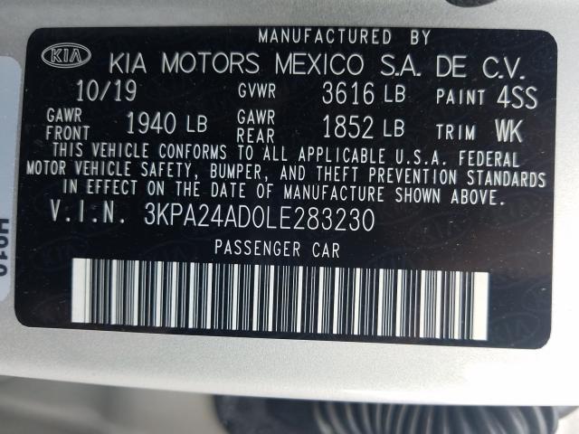 Photo 9 VIN: 3KPA24AD0LE283230 - KIA RIO LX 