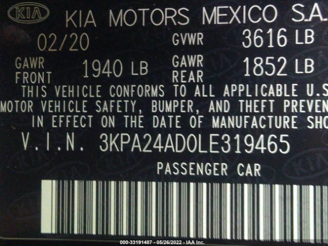 Photo 8 VIN: 3KPA24AD0LE319465 - KIA RIO 