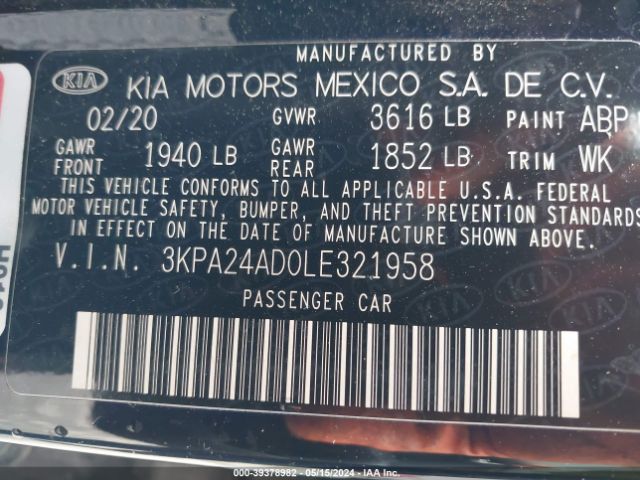 Photo 8 VIN: 3KPA24AD0LE321958 - KIA RIO 