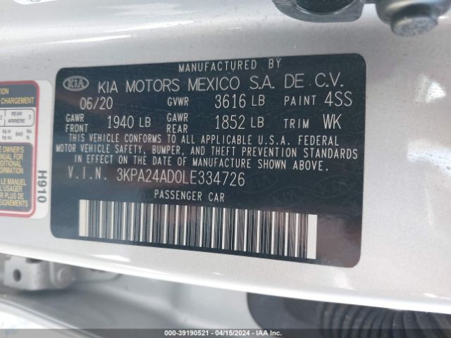 Photo 8 VIN: 3KPA24AD0LE334726 - KIA RIO 