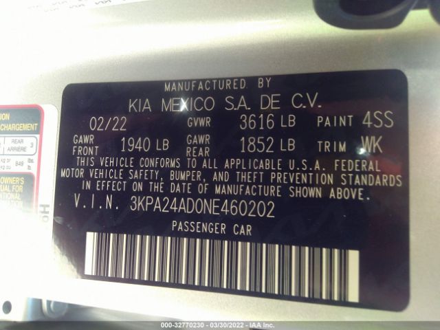 Photo 8 VIN: 3KPA24AD0NE460202 - KIA RIO 