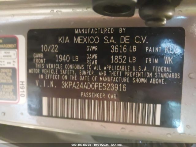 Photo 8 VIN: 3KPA24AD0PE523916 - KIA RIO 