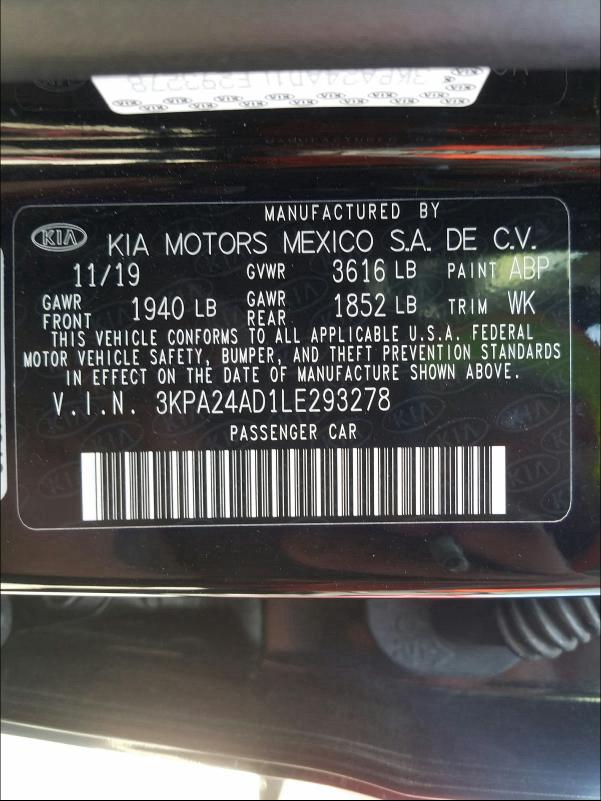 Photo 9 VIN: 3KPA24AD1LE293278 - KIA RIO LX 