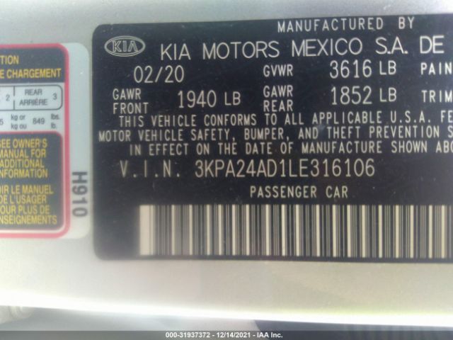 Photo 8 VIN: 3KPA24AD1LE316106 - KIA RIO 