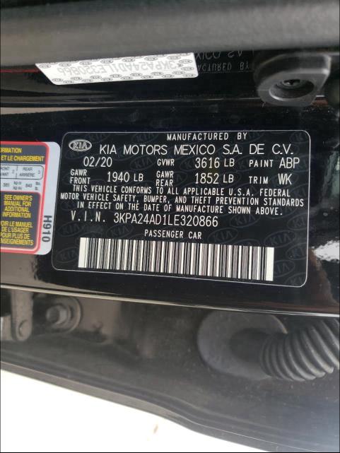 Photo 9 VIN: 3KPA24AD1LE320866 - KIA RIO LX 