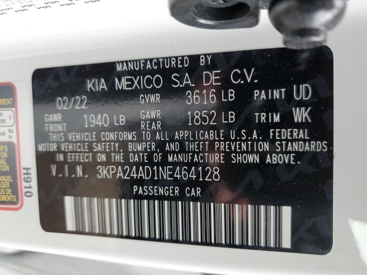 Photo 9 VIN: 3KPA24AD1NE464128 - KIA RIO 