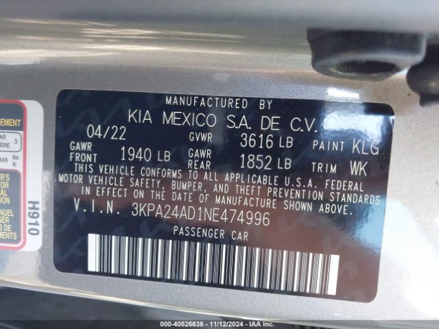 Photo 8 VIN: 3KPA24AD1NE474996 - KIA RIO 