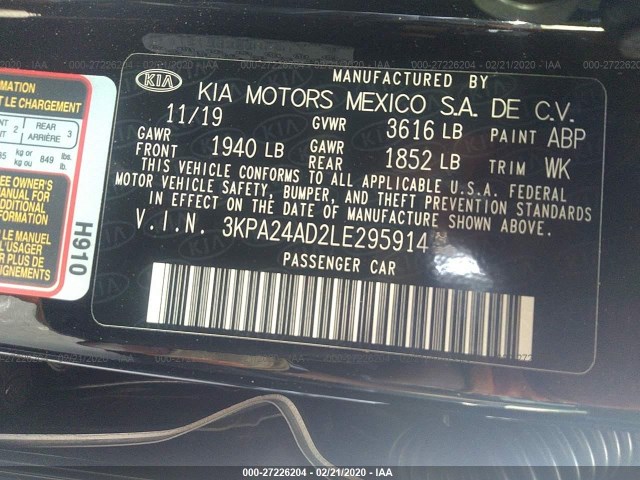 Photo 8 VIN: 3KPA24AD2LE295914 - KIA RIO 