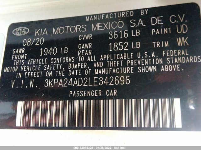 Photo 8 VIN: 3KPA24AD2LE342696 - KIA RIO 