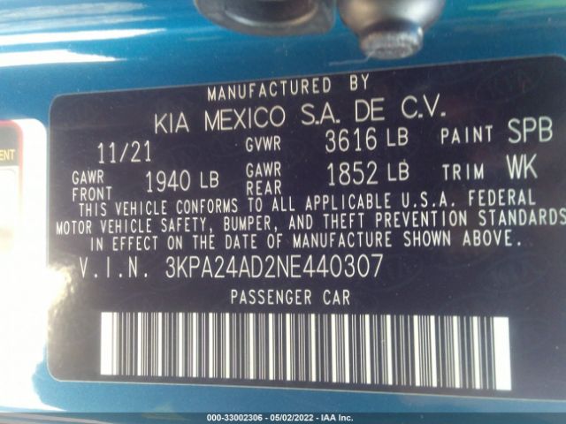 Photo 8 VIN: 3KPA24AD2NE440307 - KIA RIO 