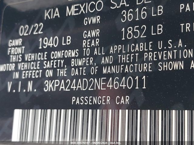 Photo 8 VIN: 3KPA24AD2NE464011 - KIA RIO 