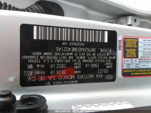 Photo 8 VIN: 3KPA24AD3ME402146 - KIA RIO 