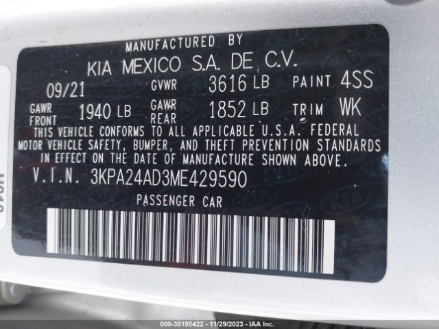 Photo 8 VIN: 3KPA24AD3ME429590 - KIA RIO 