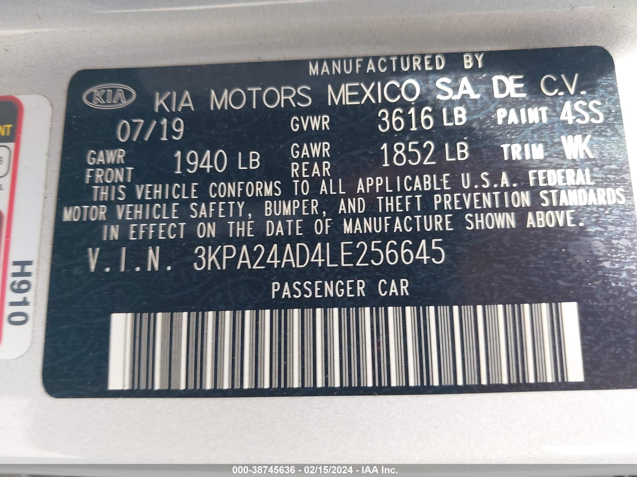 Photo 8 VIN: 3KPA24AD4LE256645 - KIA RIO 