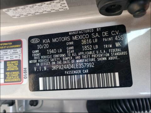 Photo 9 VIN: 3KPA24AD4LE357992 - KIA RIO LX 